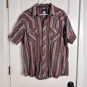 Vintage Wrangler Men's Western Striped Button Down Shirt
